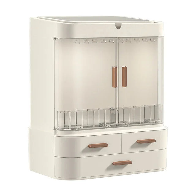 Organisateur Maquillage LED avec Miroir - Boîte Rangement Cosmétiques Tiroirs Anti-Poussière - SHOP VELUMIA