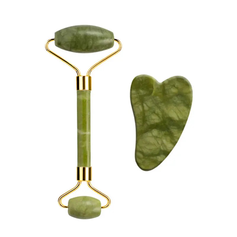 Masque Yeux Pierre de Jade Massage Facial Roller Guasha Thérapie Froide - SHOP VELUMIA