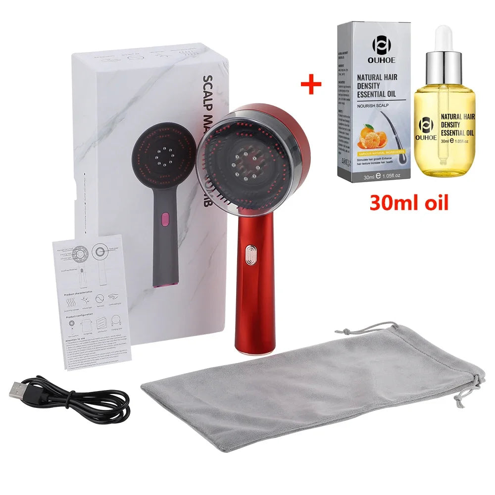 Portable Electric Red Light Massage Comb, 3 Modes, Laser Comb for Scalp Hair Follicles, Essential Oil Applicator