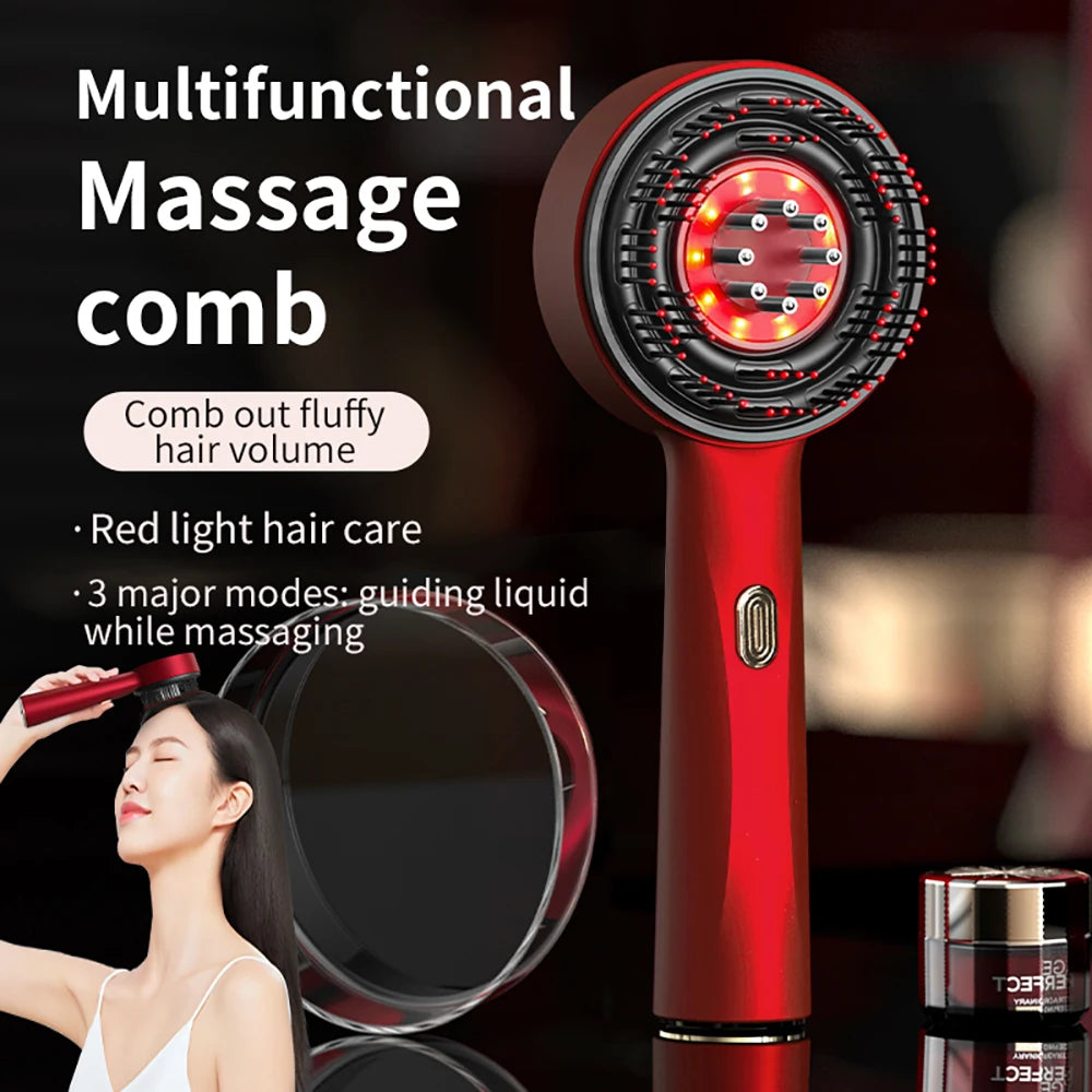 Portable Electric Red Light Massage Comb, 3 Modes, Laser Comb for Scalp Hair Follicles, Essential Oil Applicator