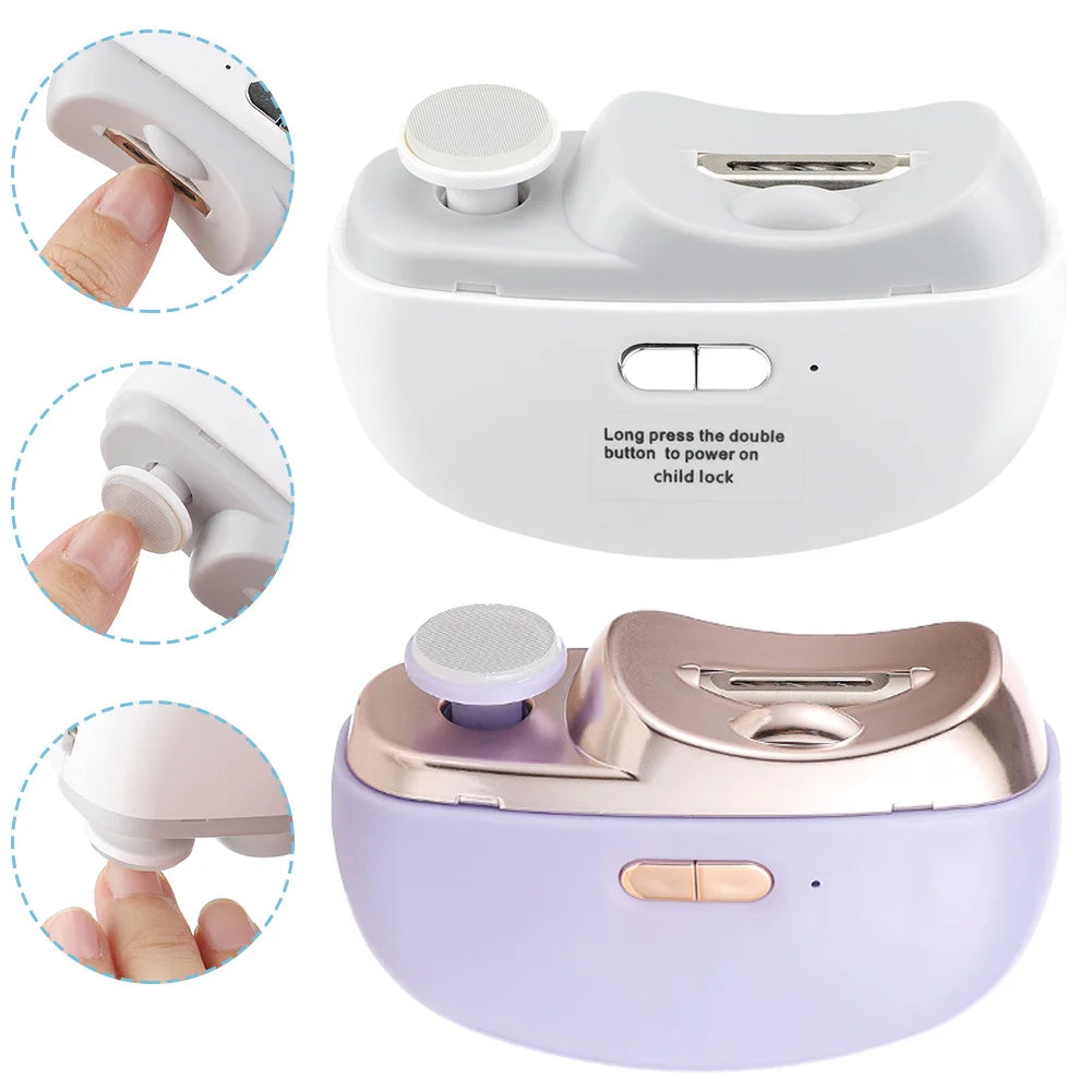 Coupe-Ongles Électrique 2-en-1 Rechargeable - Lime et Meuleuse LED 2 Vitesses Bébé Adulte - SHOP VELUMIA