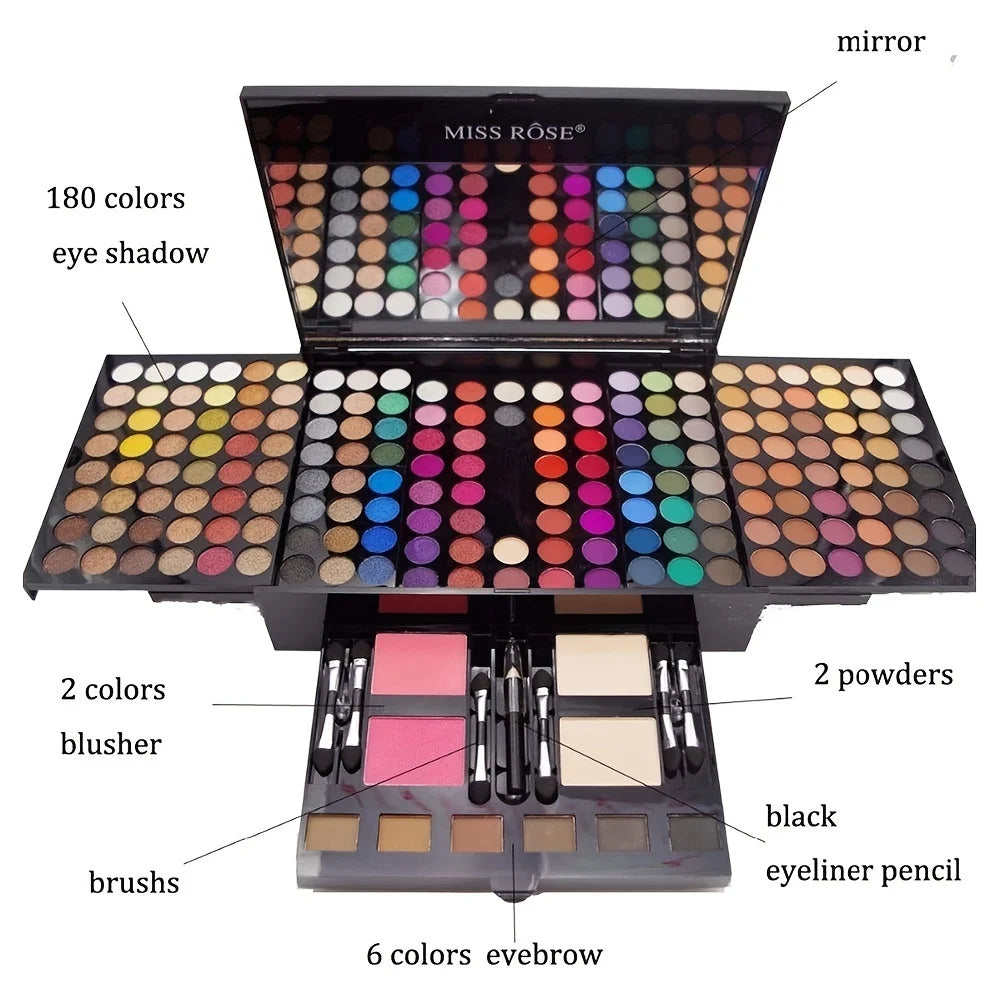 Palette Maquillage 180 Couleurs - Coffret Complet Fard à Paupières, Blush et Poudre avec Pinceaux - SHOP VELUMIA