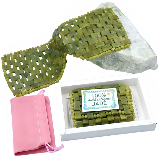 Masque Yeux Pierre de Jade Massage Facial Roller Guasha Thérapie Froide - SHOP VELUMIA